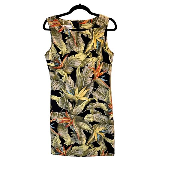 Dressbarn Tropical Palm Leaves Floral Sheath Dress Size 8 Multicolor Stretchy - Picture 8 of 12